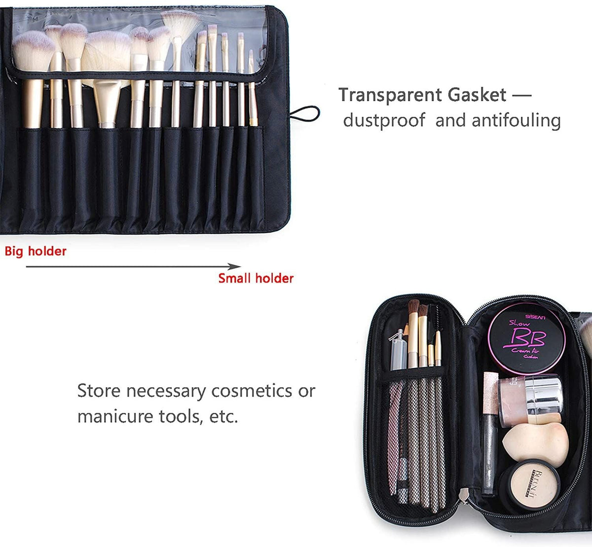 Makeup Brush Bag Organizer Portable Cosmetic Case Foldable Travel Brush Holder Pouch