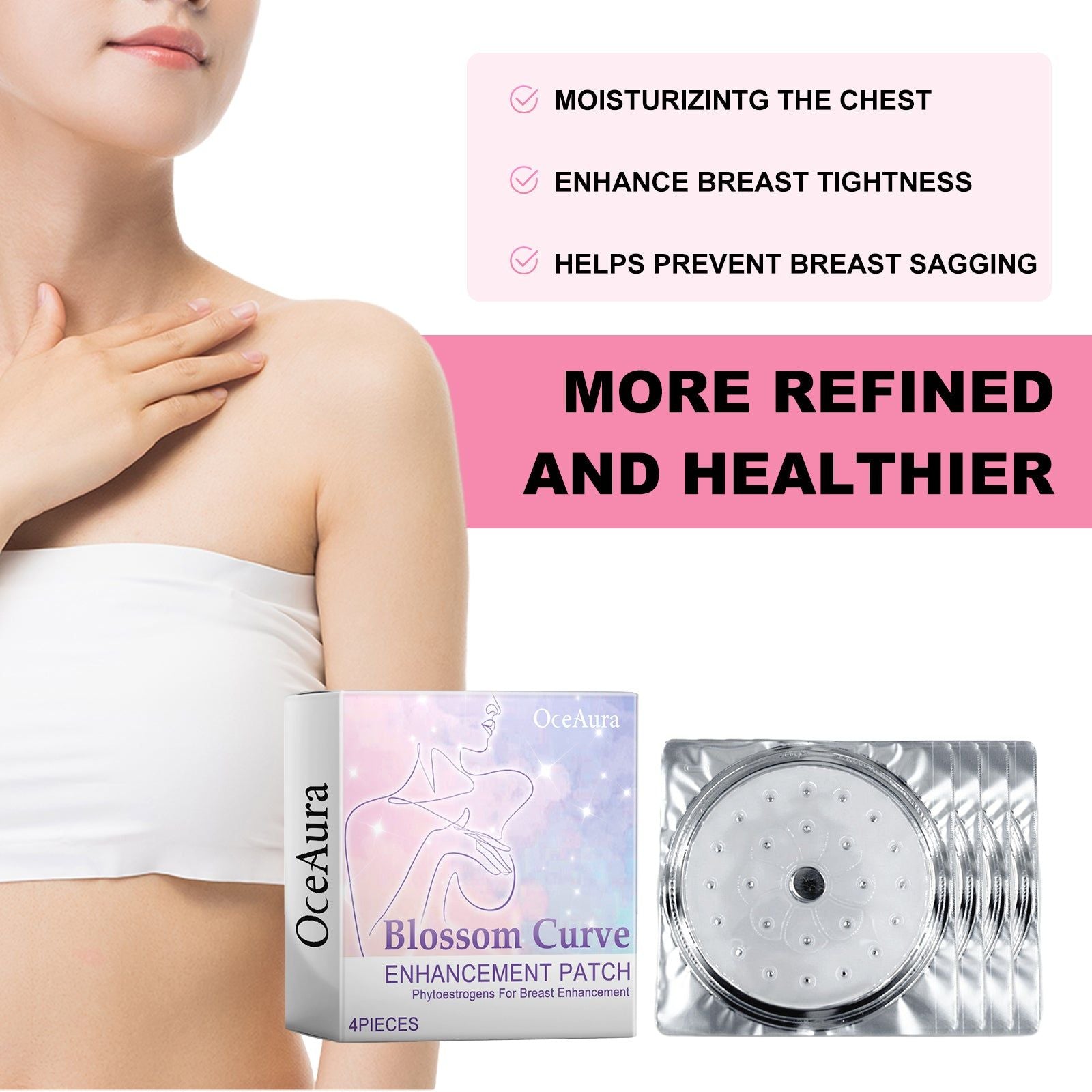 Blossom Curve Breast Lift and Enhancement Patch, Firming, Volumizing, Anti-Sagging ,4pcs