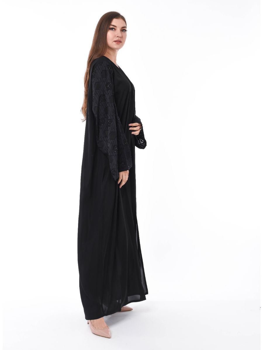 MOiSTREET Black Abaya with Hand Work