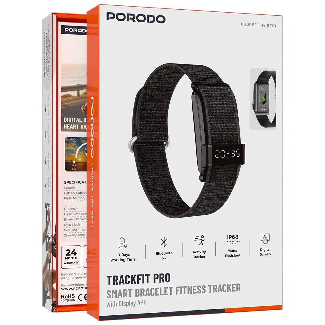 Porodo Trackfit Pro Smart Bracelet Fitness Tracker with Display