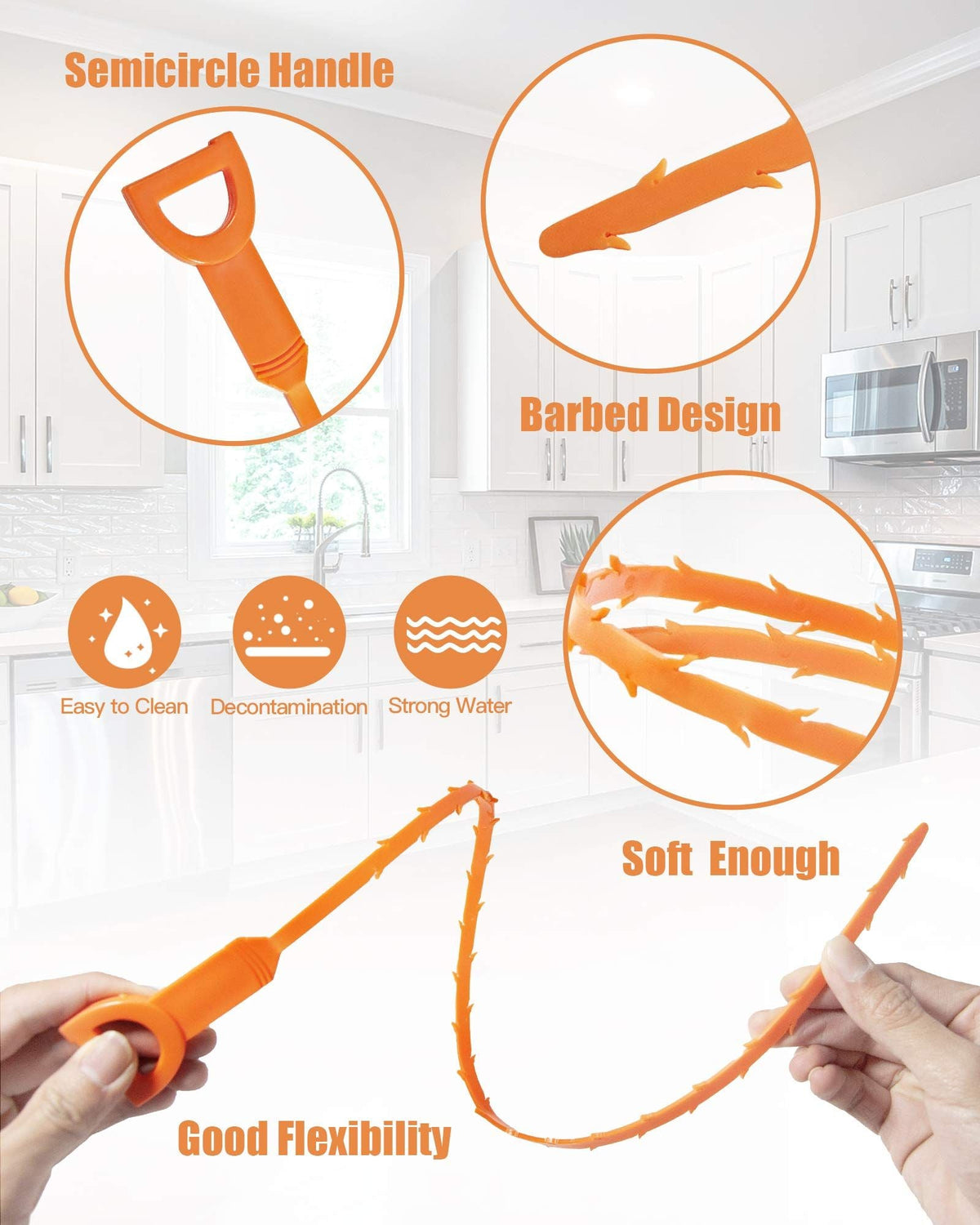 7pcs Drain Clog Remover Tool Snack Cleaner Auger Hair Catcher For Bathroom
