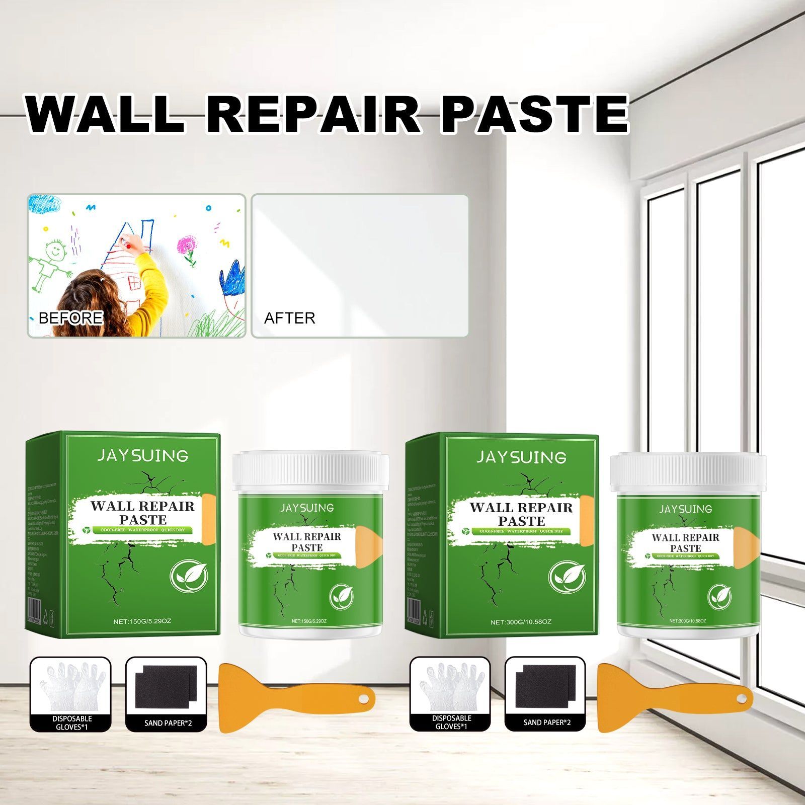 Premium Wall Mending Paste, Waterproof, Mold Resistant, Easy Repair for Cracks ,150g