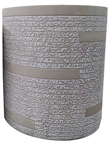 35x40cm Textured Fiberclay Planter with Horizontal Stripes #KD-141