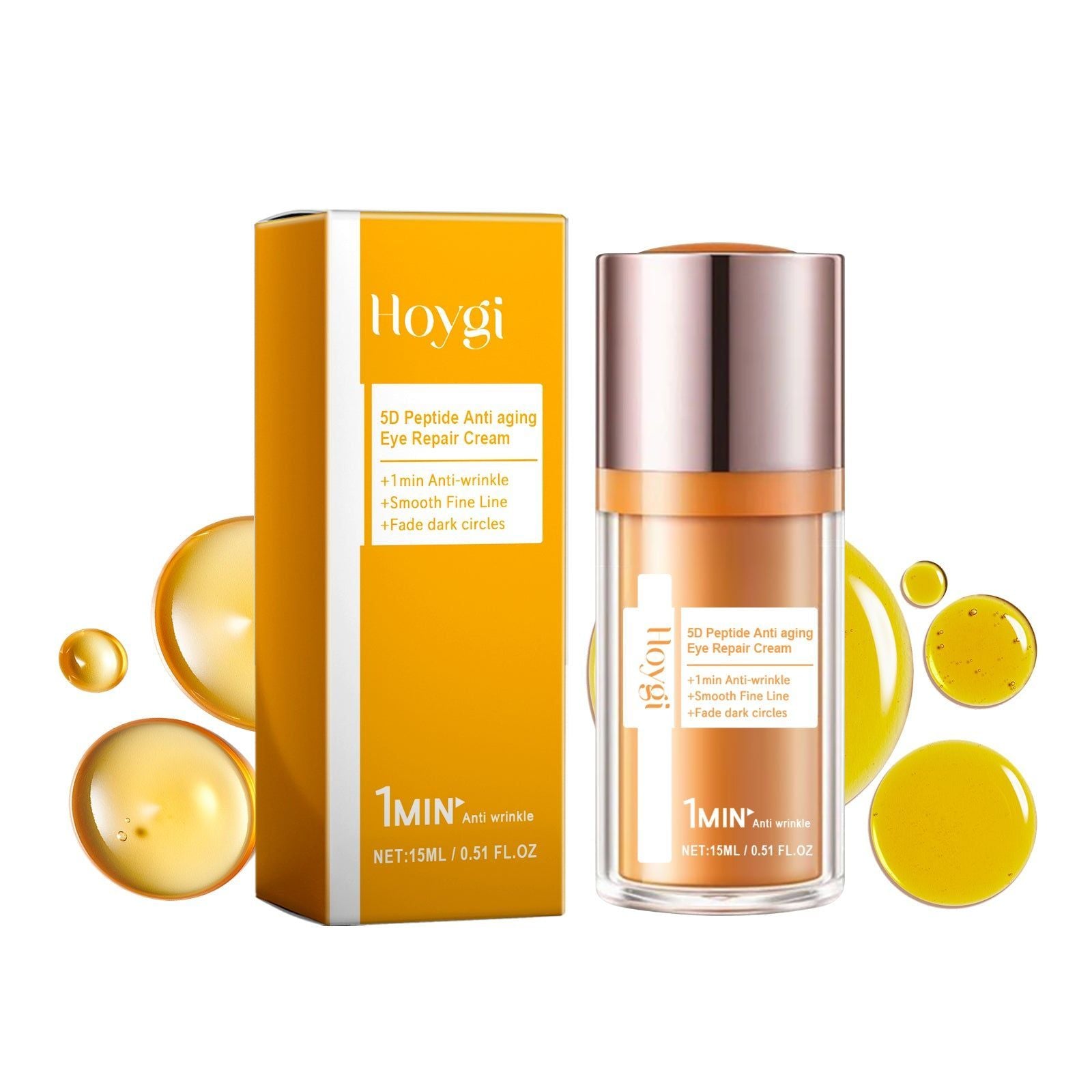 5D Peptide Eye Cream Fade Fine Lines Anti-Wrinkle Moisturizer for Youthful Bright Eyes ,15ml