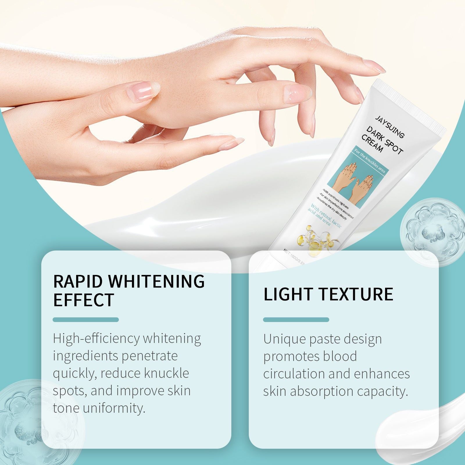 Knuckle Brightening Cream, Lighten Skin Tone, Hydrate, Restore, Brighten ,100g
