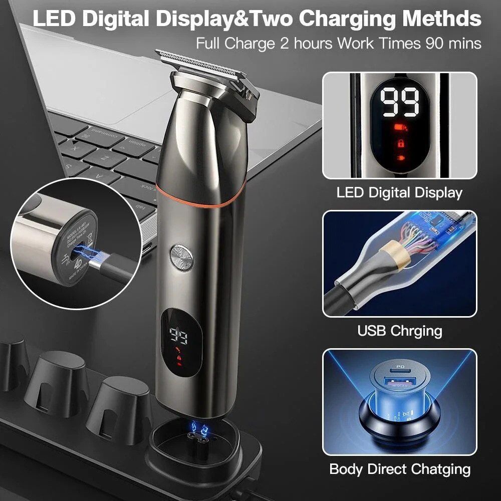 5 in 1 Professional Hair Clippers Cordless Trimmer Beard Cutting Machine Barber
