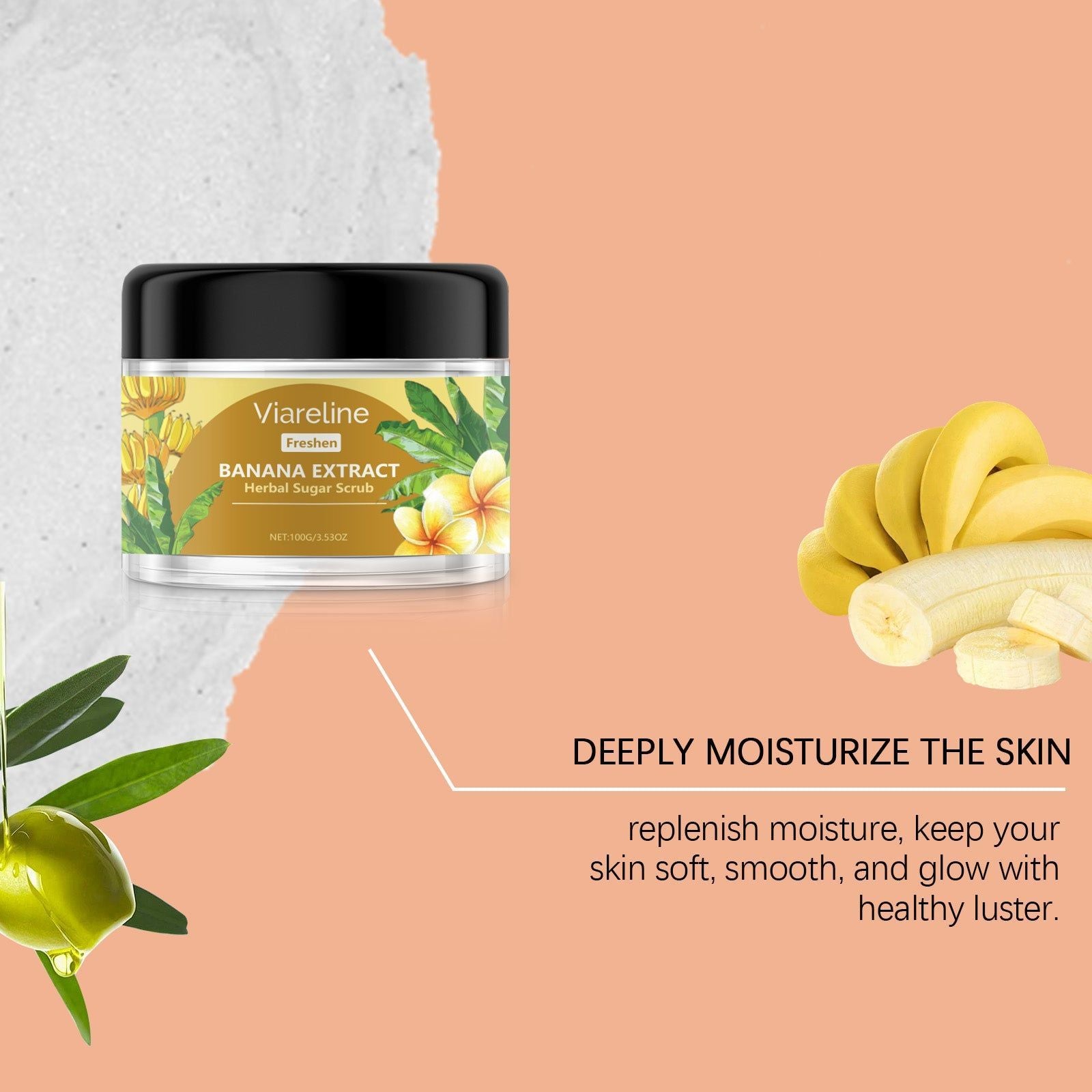 Banana Body Scrub, Hydrating Exfoliator for Smooth, Glowing Skin, Body Care ,100g/box