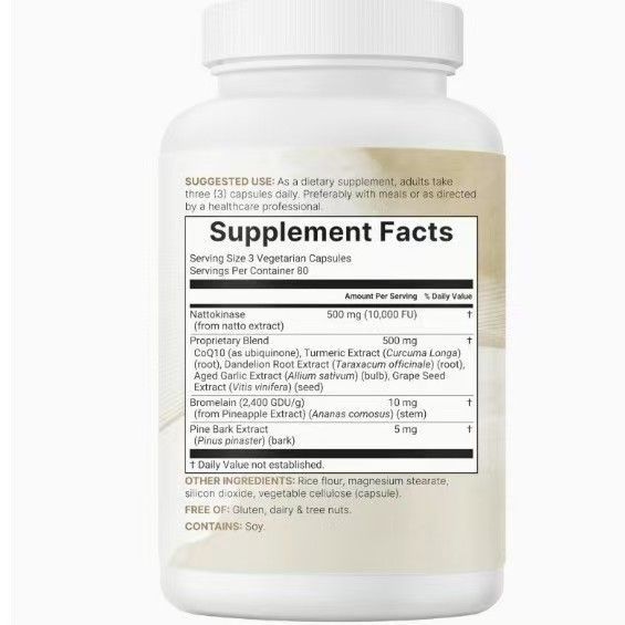 Nattokinase Dietary Supplement Capsules 10,000 FU, 240 Vegetarian Capsules