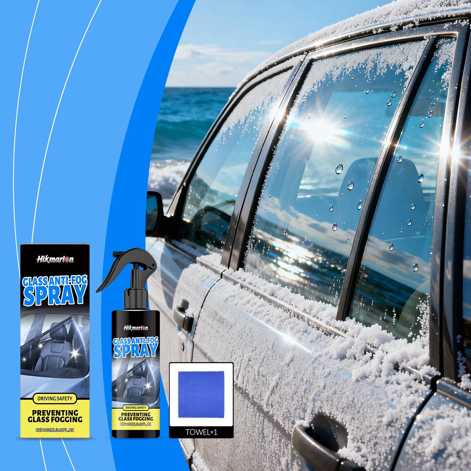 Car Care Glass Anti-Fog Spray, Clear Vision, Dust-Proof, Rainproof ,1set