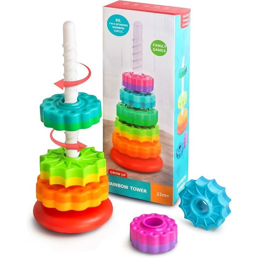 Montessori Rotating Rainbow Tower Toys Early Education Toys For Babies