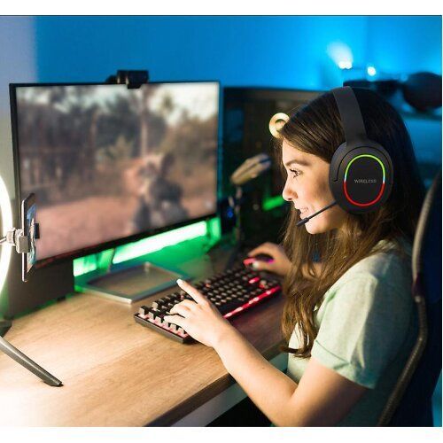 Led Wireless Headphones Stereo Low Latency Gaming Earphones With Microphone