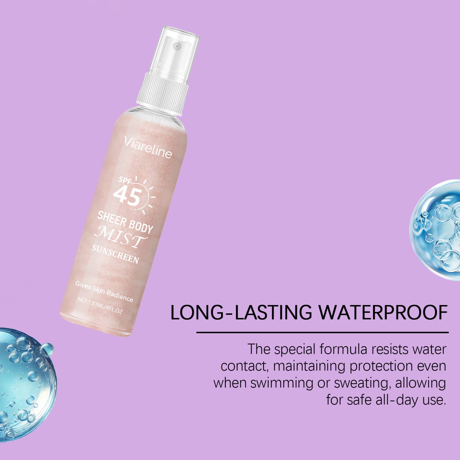 Body Flash Sunscreen Spray, Hydrating Glow, Waterproof UV Protection ,120ml