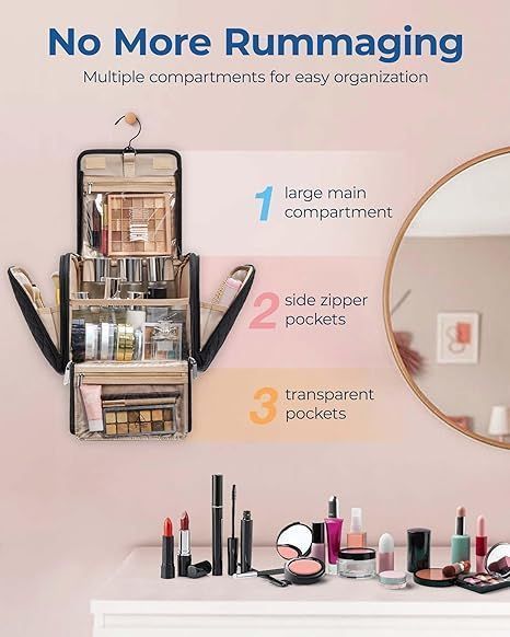 Makeup Bag Large Capacity Portable Organizer Travel Case for Toiletries Cosmetics
