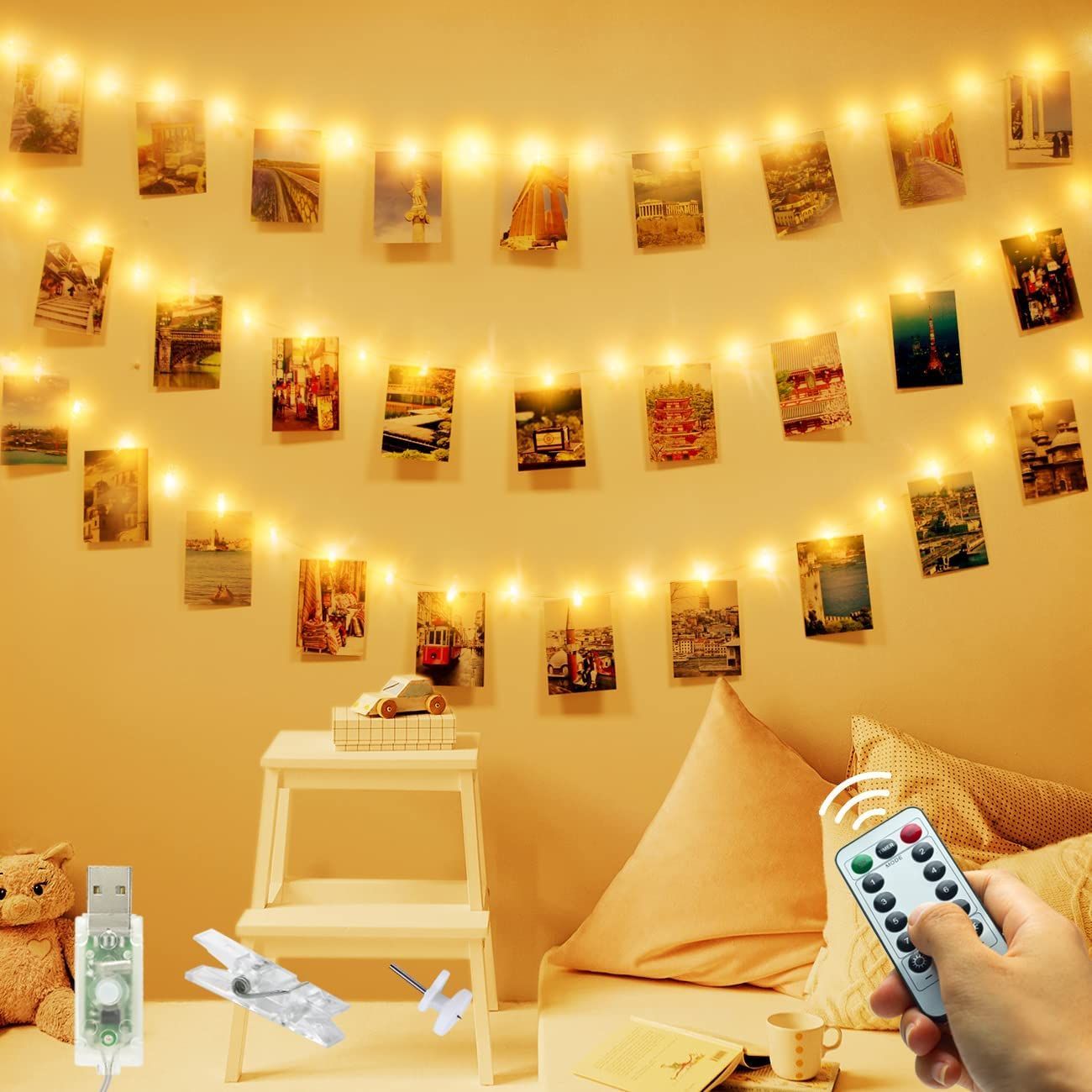 Photo Clip String Lights 100 LED Fairy Lights Bedroom Wedding Wall Decoration