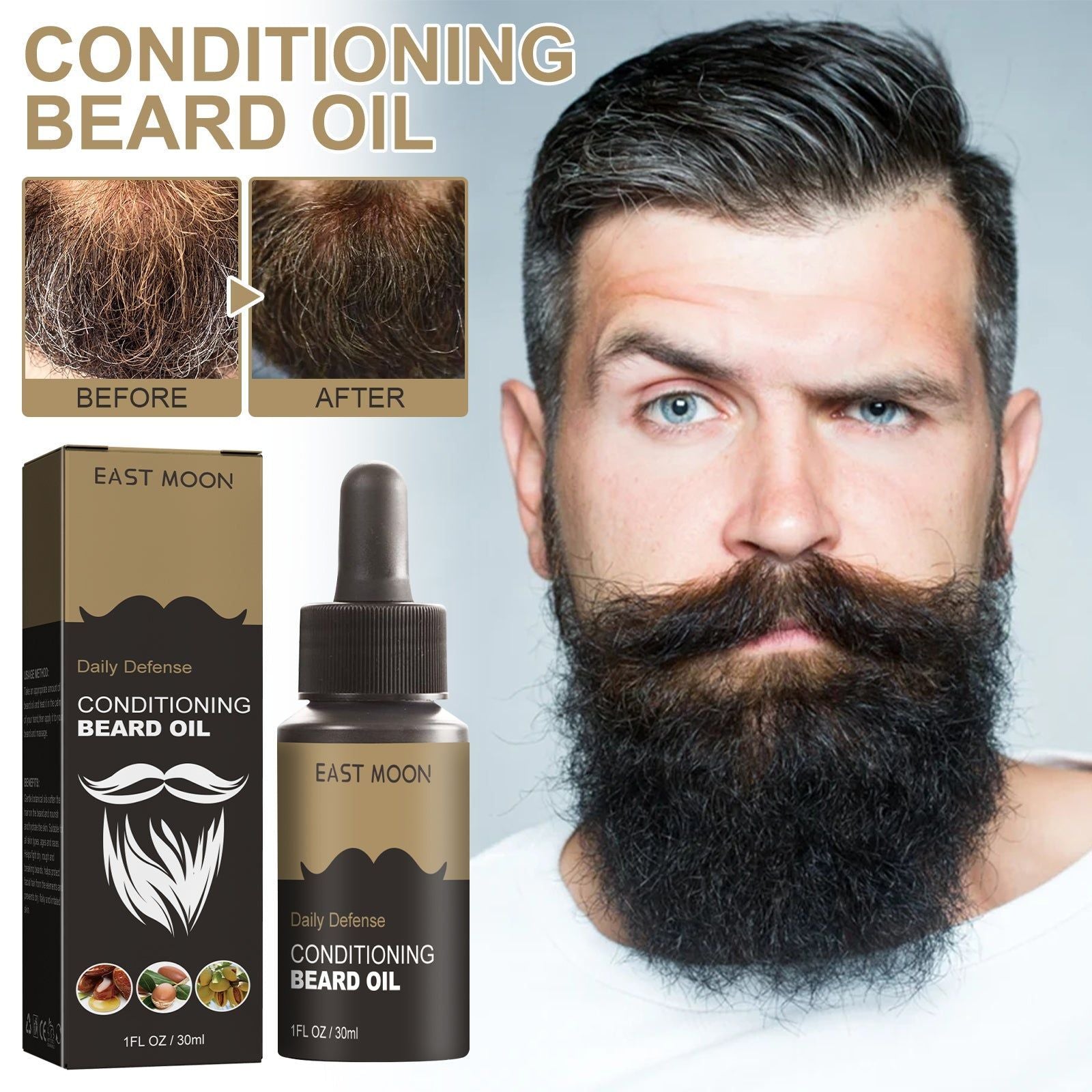 Beard Care Oil, Daily Defense for Soft, Moisturized, Frizz-Free Beard ,30ml
