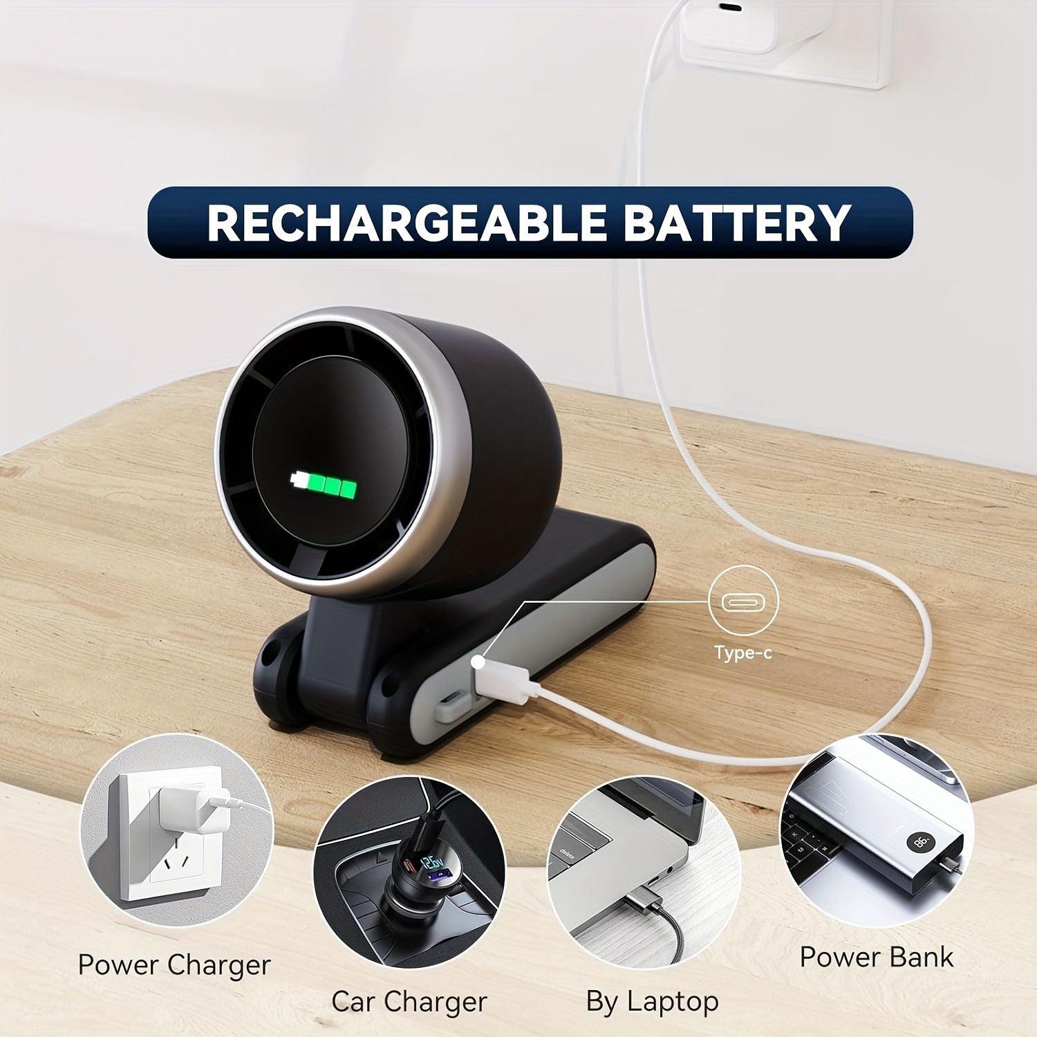 Portable Handheld Fan USB Rechargeable 5 Speed 3600mAh Foldable Fan for Office Desk