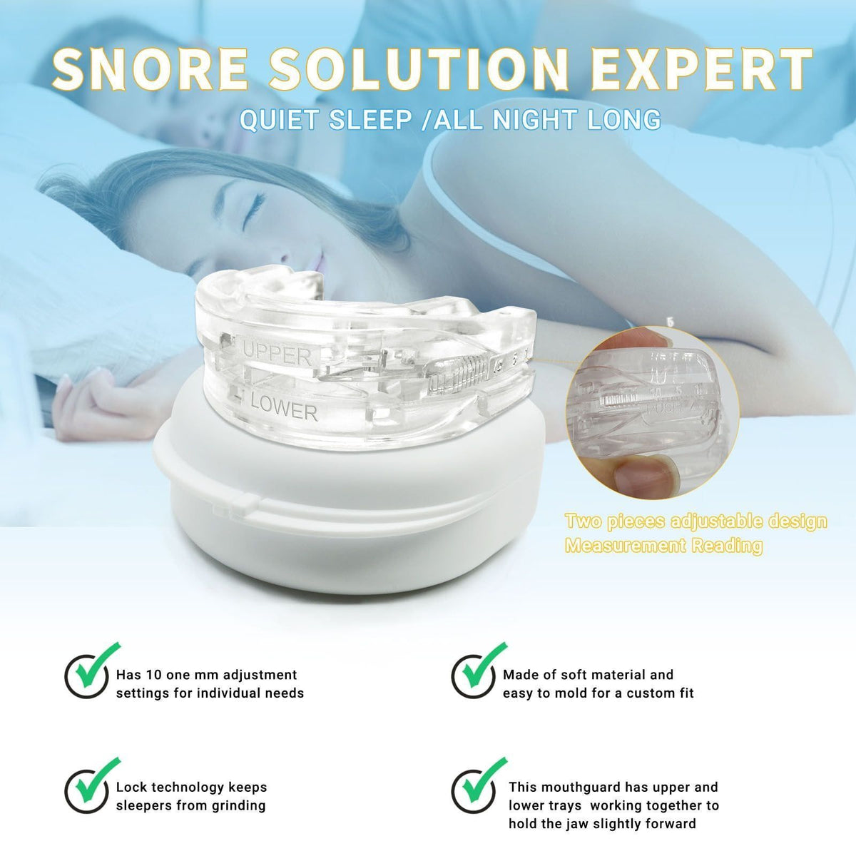Anti-Snoring Mouth Guard Adjustable Mouthpiece Night Time Teeth Mouthguard