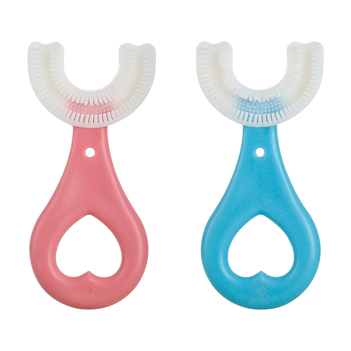 2pcs Kids U Shaped Toothbrush 360 Degree Children Toothbrush Silicone Brush Head Oral Cleaning