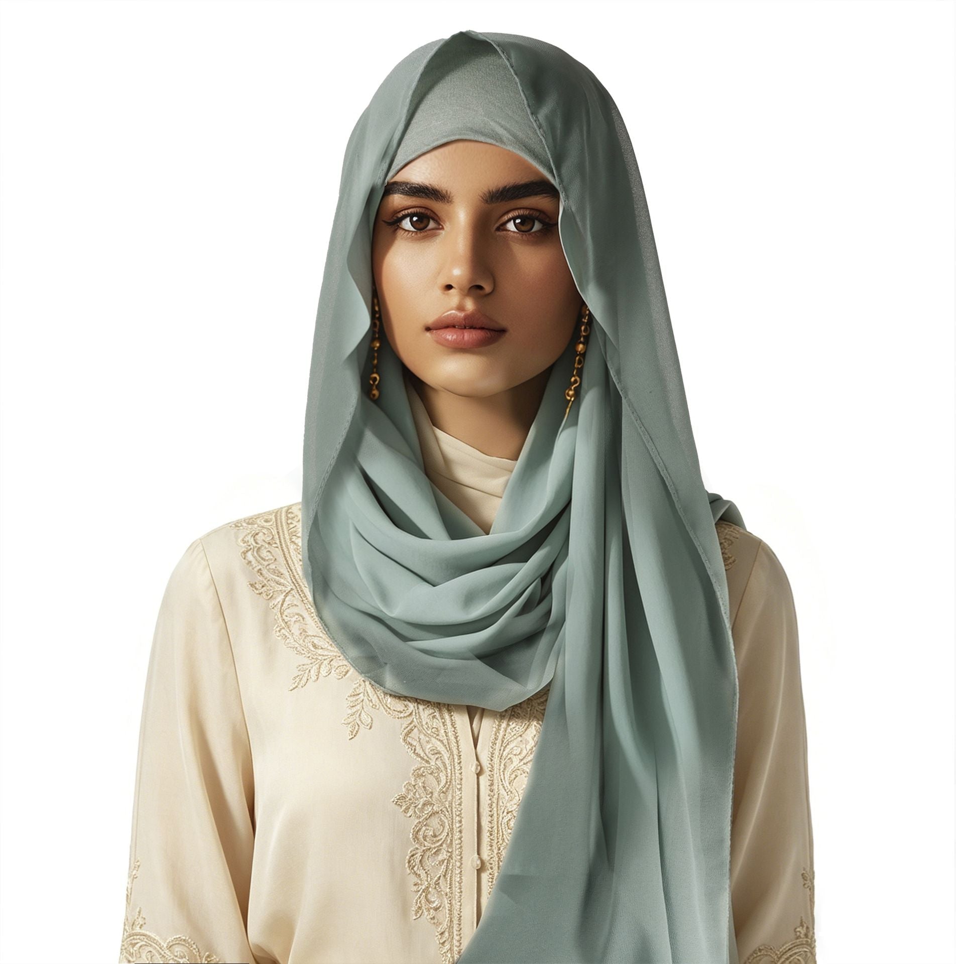 Tea Green Modal Blend Hijab Scarf Set for Women