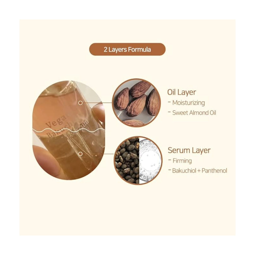 Tinazana Vegan Bakuchiol Firming Serum, Dual-Layer Anti-Aging & Hydration Serum, 50ml