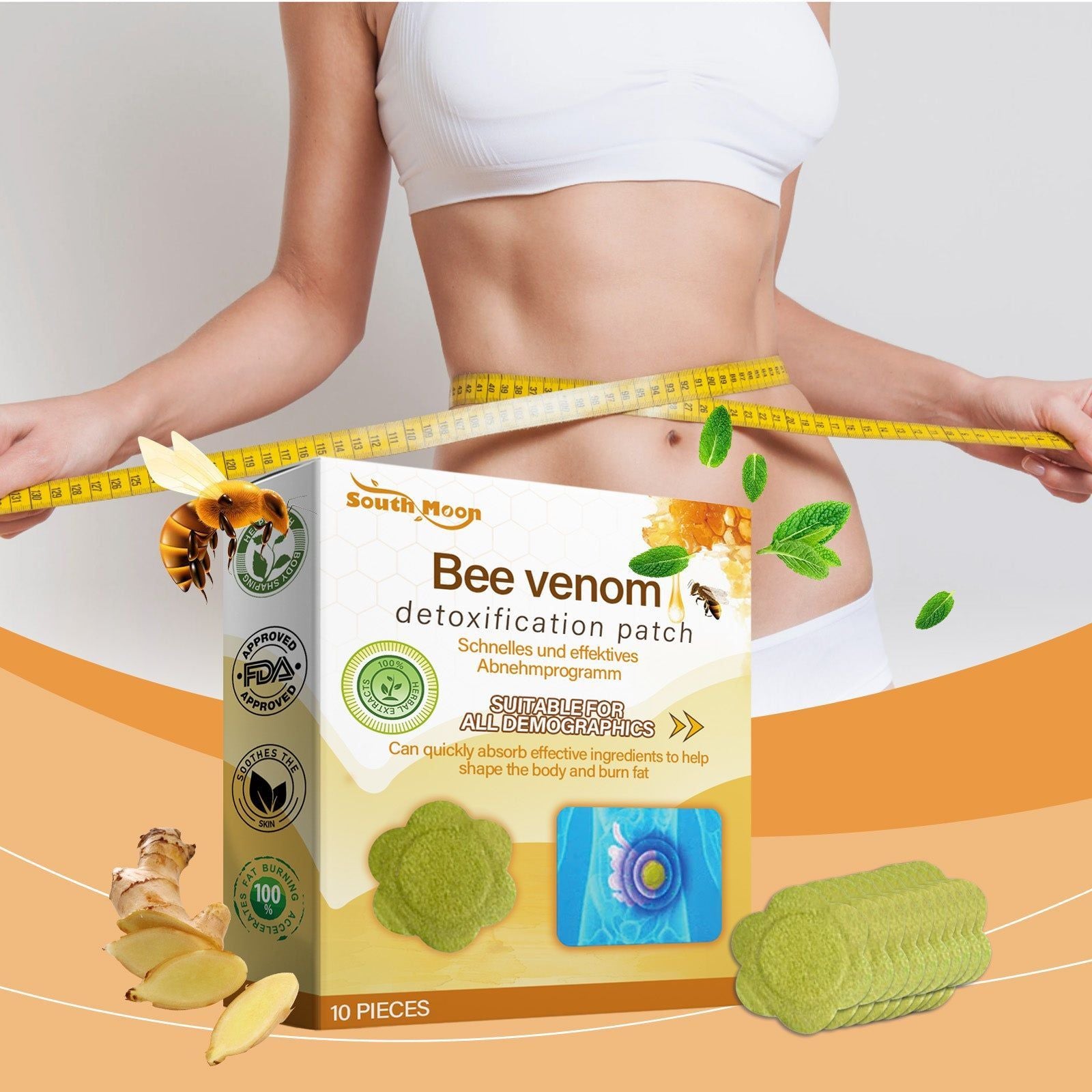 Bee Venom Body Shaping Patch for Slimming and Toning, Firming Light Body Shape, Skin Care ,10pieces