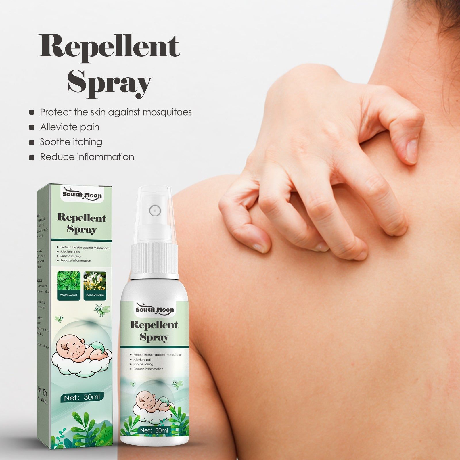 Anti-Mosquito & Anti-Itch Spray, Natural Bug Repellent, Soothes Itching, Outdoor & Home ,30ml