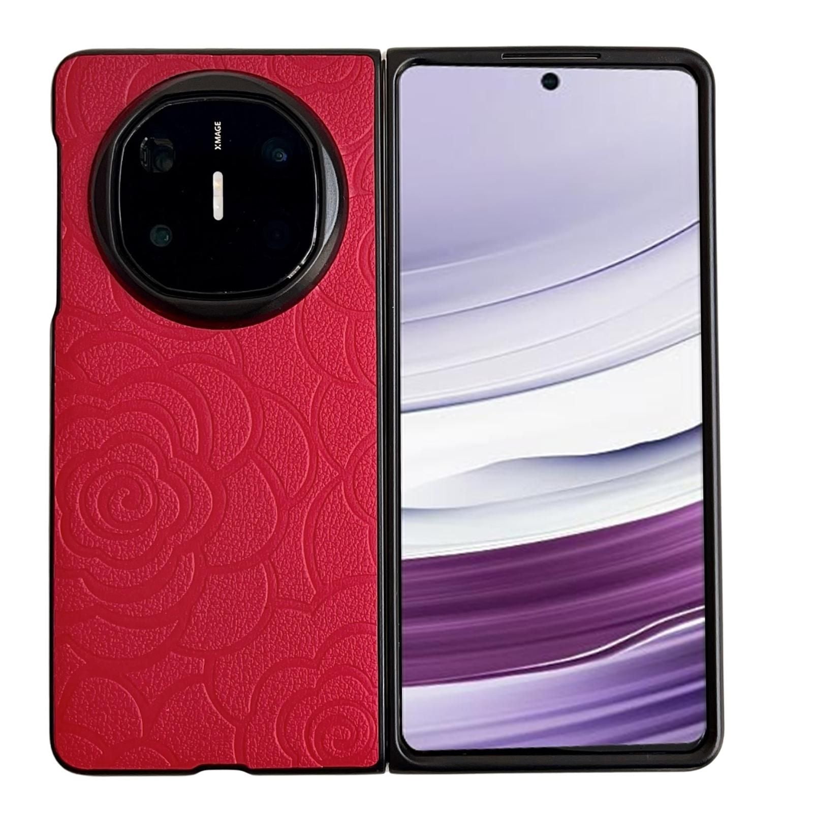 Camellia Pattern PU Case For Huawei Mate X6