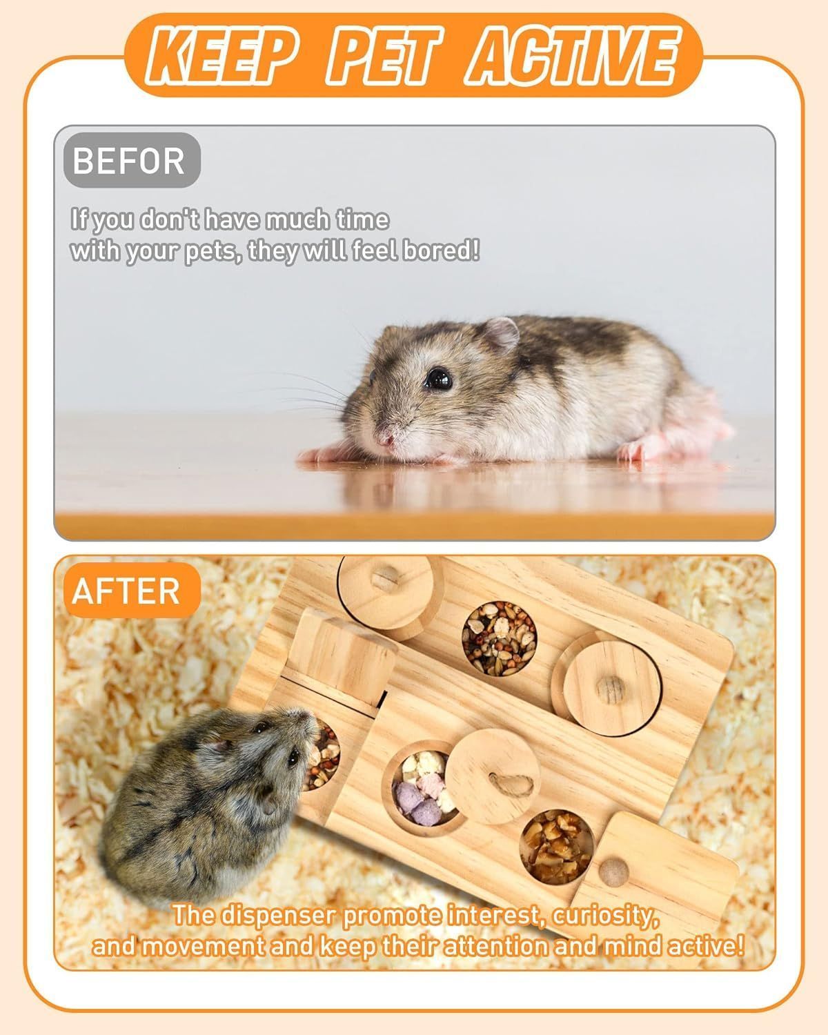 6-in-1 Interactive Enrichment Toys for Guinea Pigs Hamsters Small Animal Treat Dispenser