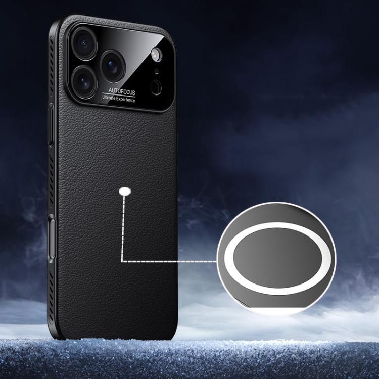 For iPhone 18 Pro Max / iPhone 17 Pro Max Soft Armor MagSafe Cooling Plain Leather Hybrid PC Phone Case