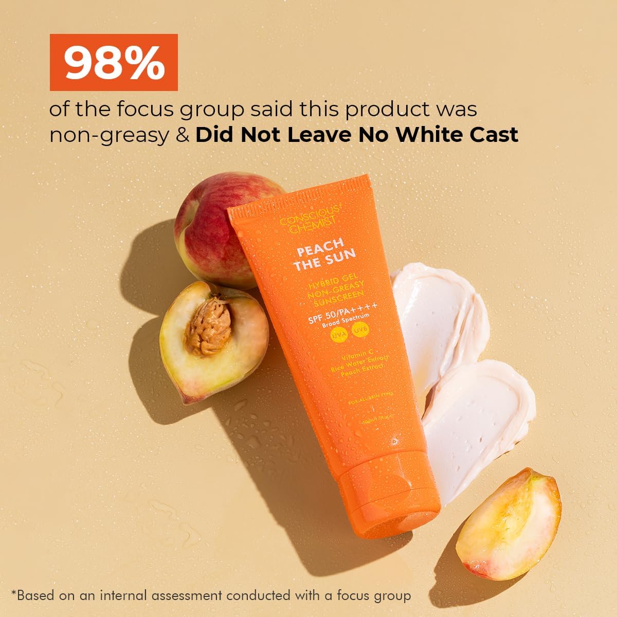 Conscious Chemist Sunscreen SPF 50 PA++++ | 50g | - Peach The Sun