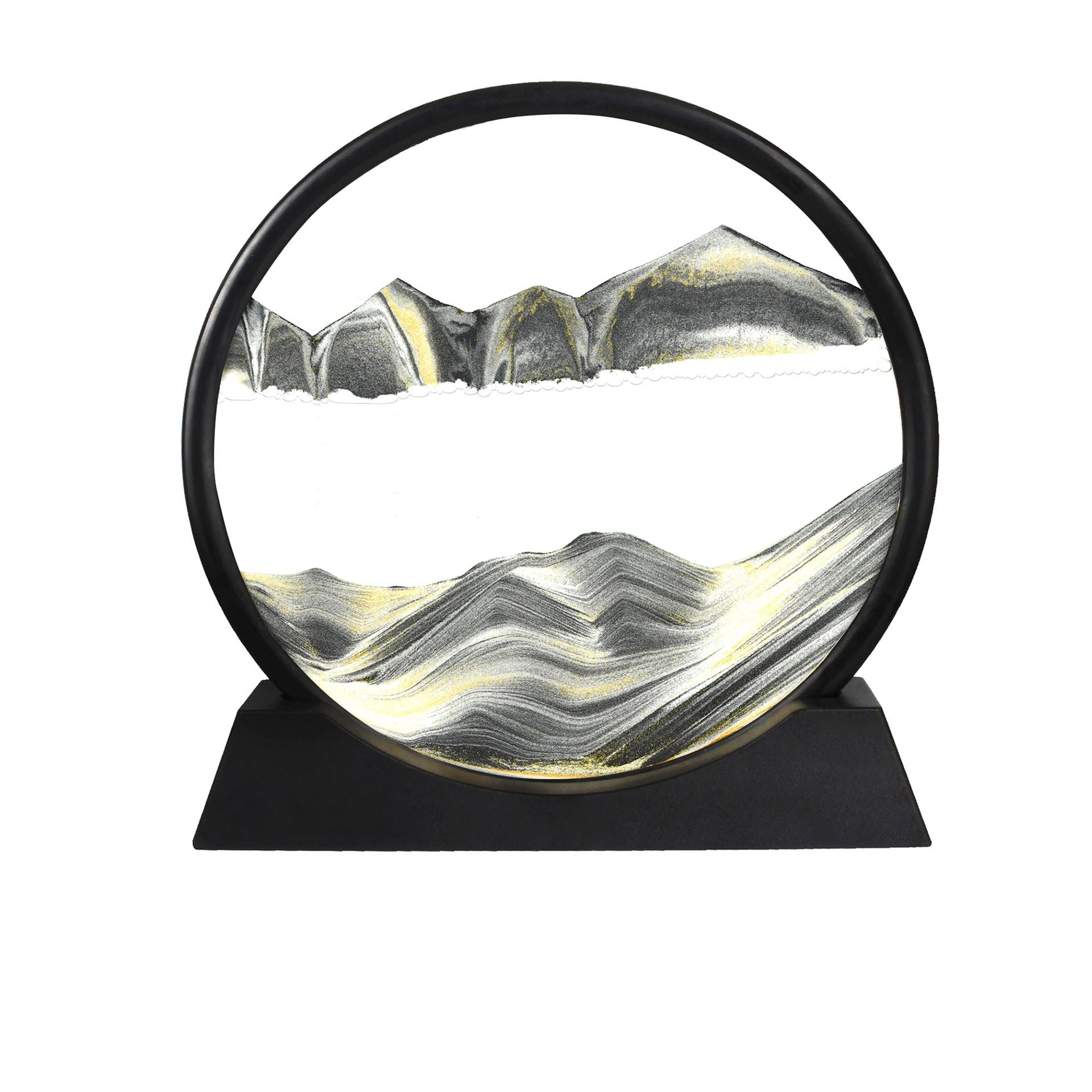Moving Sand Art Picture Round Glass 3D Deep Sea Sandscape Flowing Sand Frame Home Decor