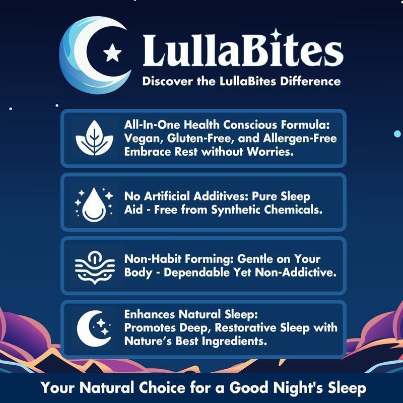 LullaBites Natural Sleep Gummies - Strawberry Flavor, 60 Count, Melatonin-Free Sleep Support
