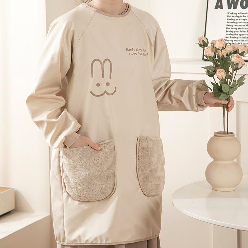 Kitchen Household Long Sleeve Apron Waterproof Dirty Cooking Work Clothes