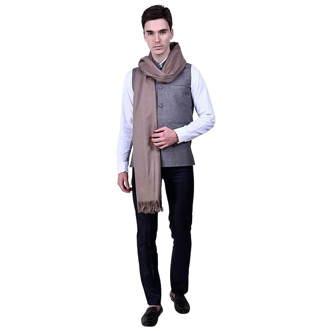 Men's Woven Wool Shawl Beige
