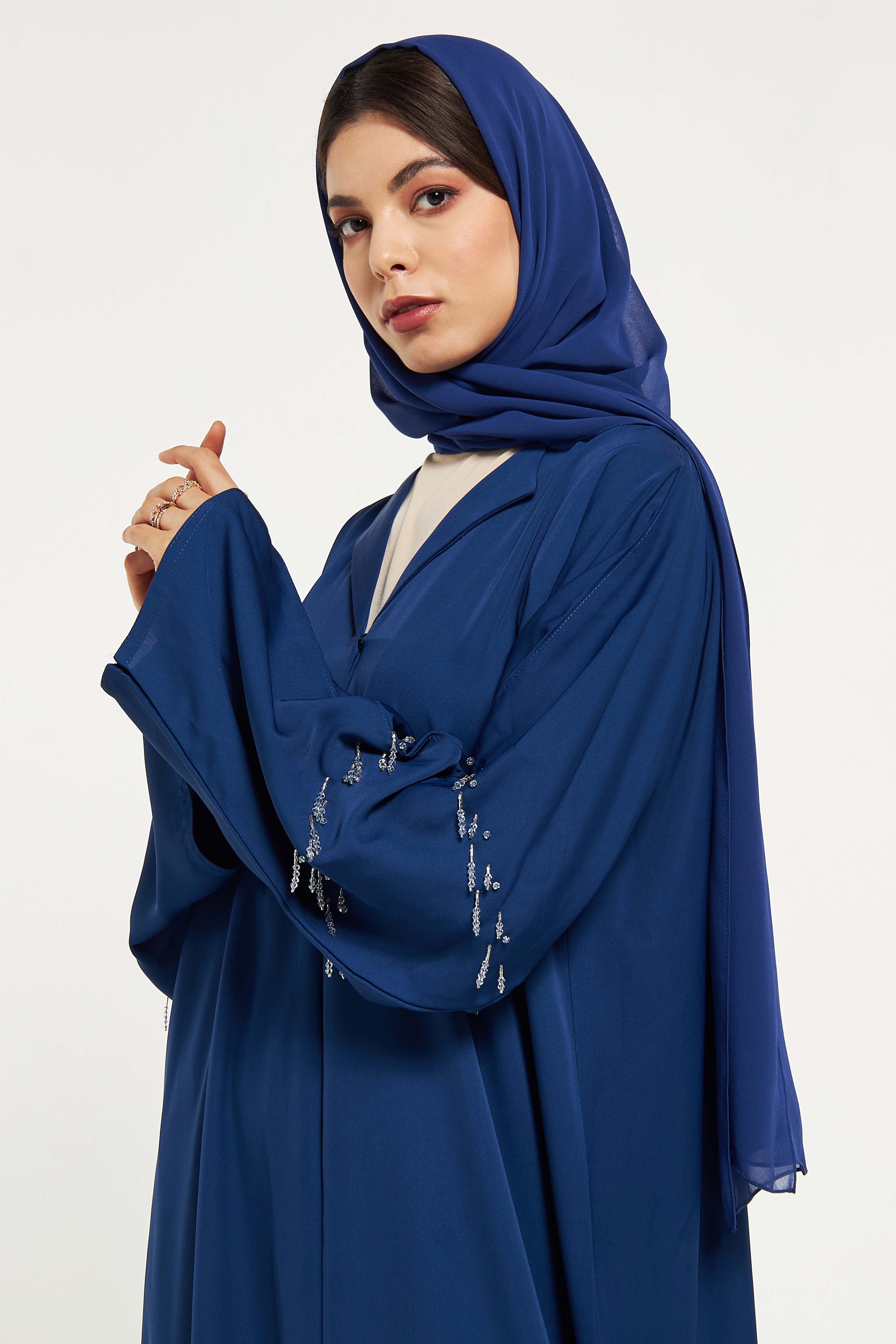 MOiSTREET Embellished Abaya with Sheila