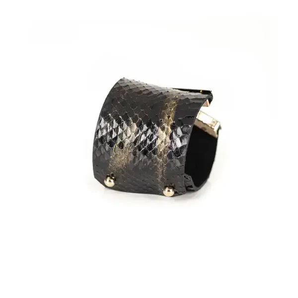 The Dark Viper Strike Leather Cuff Black Python