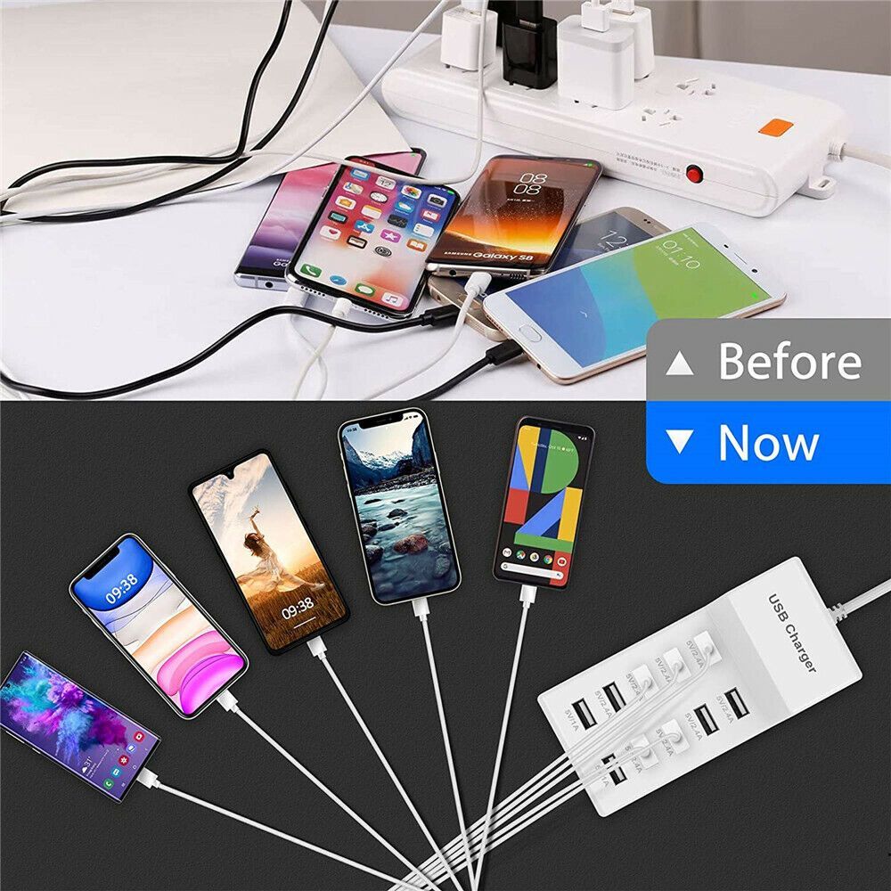 Multi USB Charger Station Smart Wall Charging Adapter For Home Office
