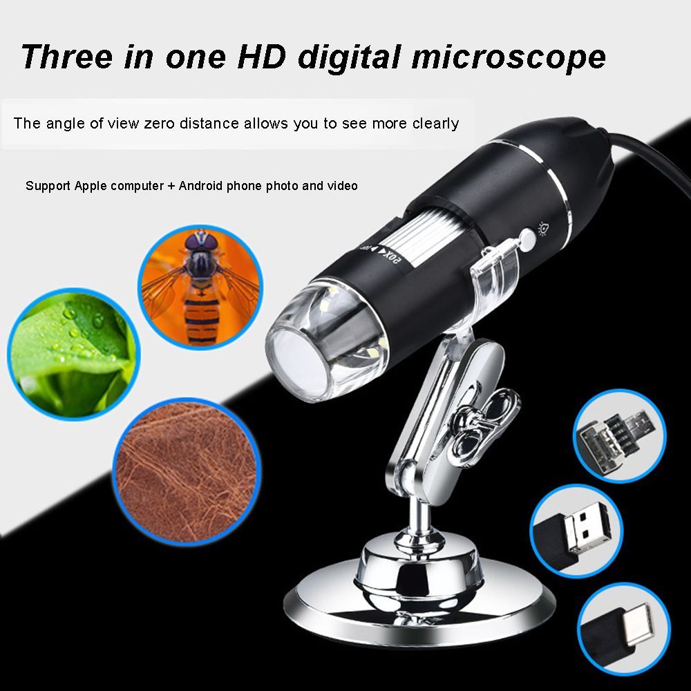 Digital Microscope 3 In 1 1600X Magnification Camera With Rotatable Stand
