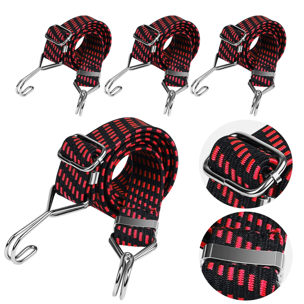 4pcs 1M Heavy Duty Straps Rope Flat Bungee Cord For Bike Luggage Rack Fixings