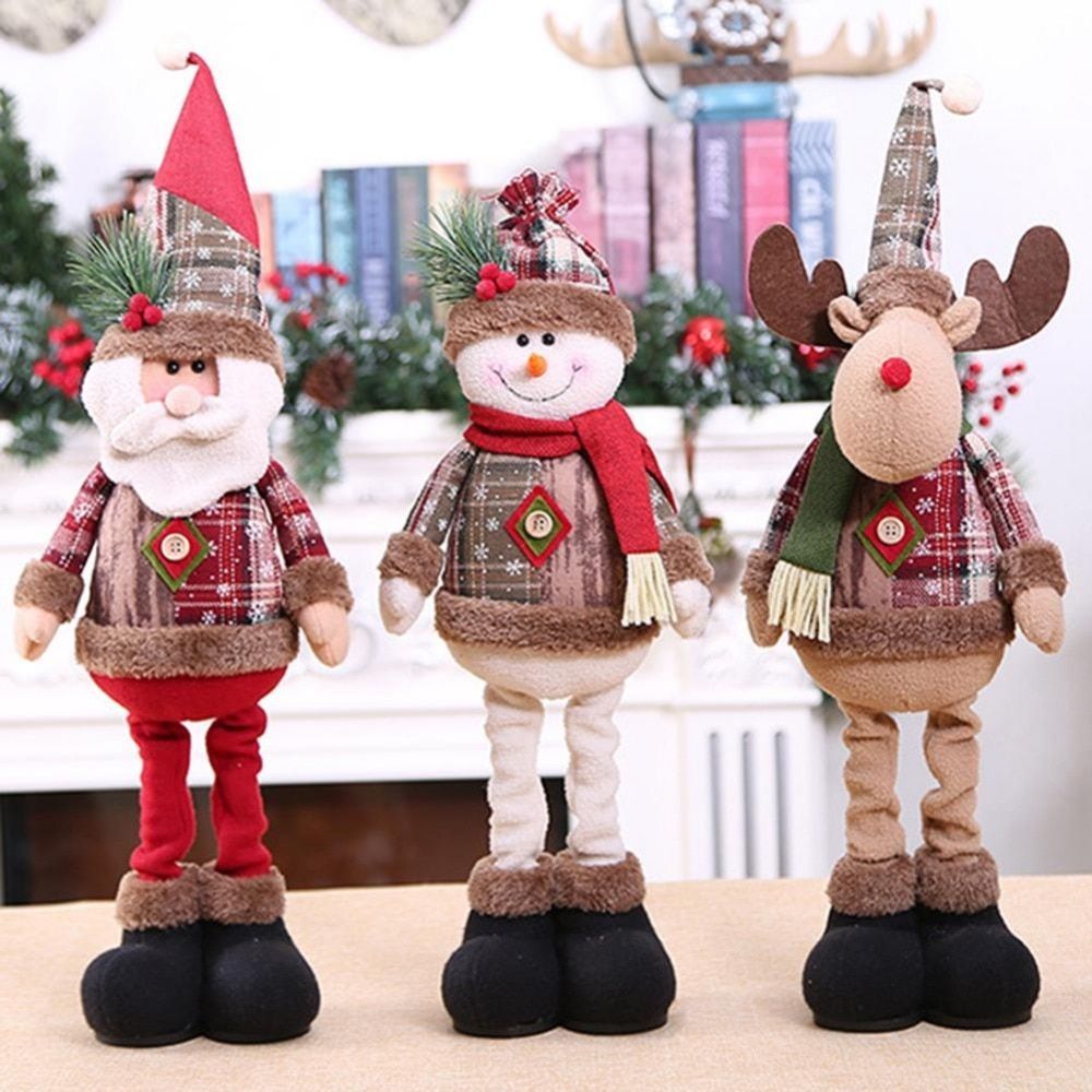 Christmas Santa Claus Plush Dolls Snowman Ornament Xmas Decoration Kids Toy