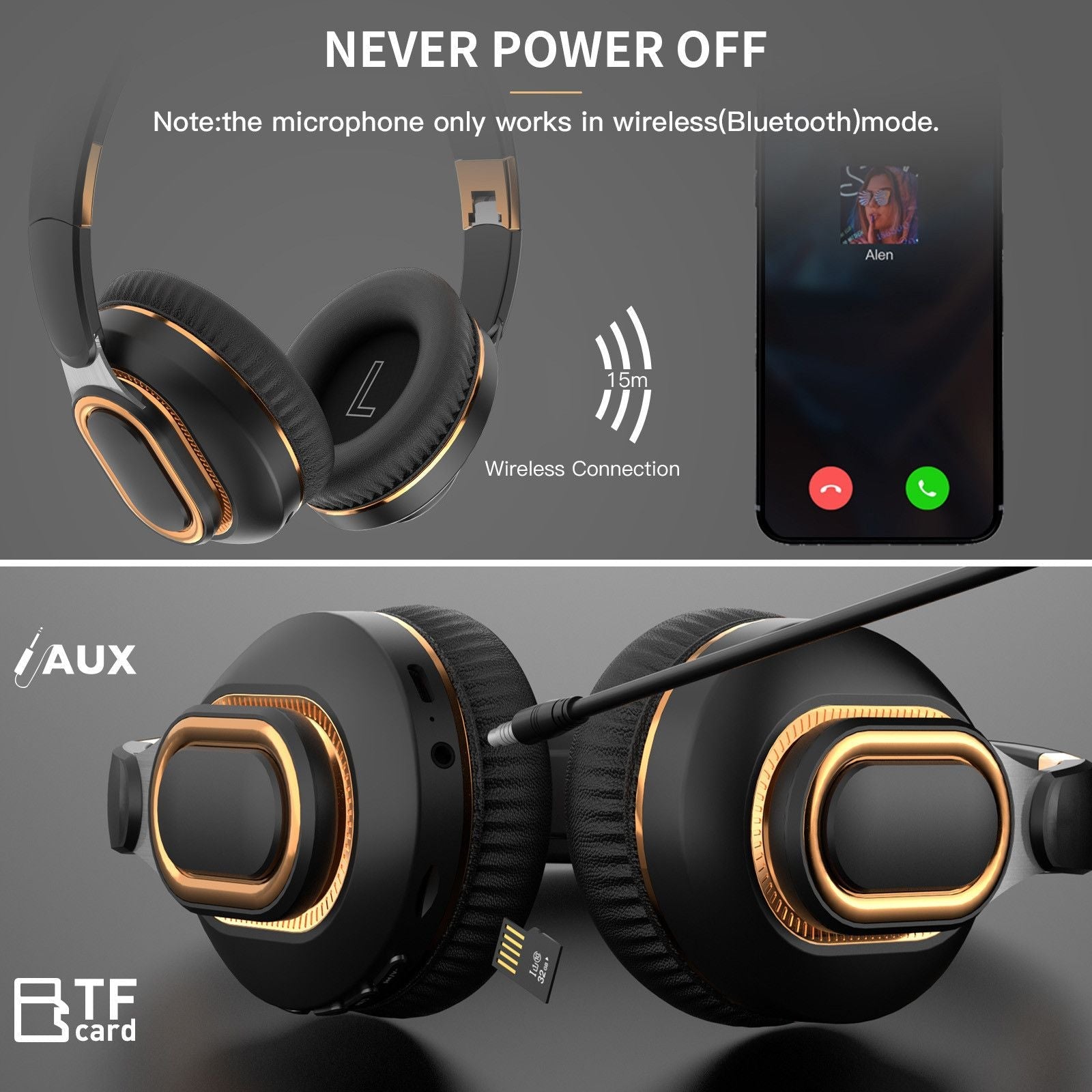 Noise Cancelling Bluetooth Headset Wireless Folding Bass Gaming Sports Headphones