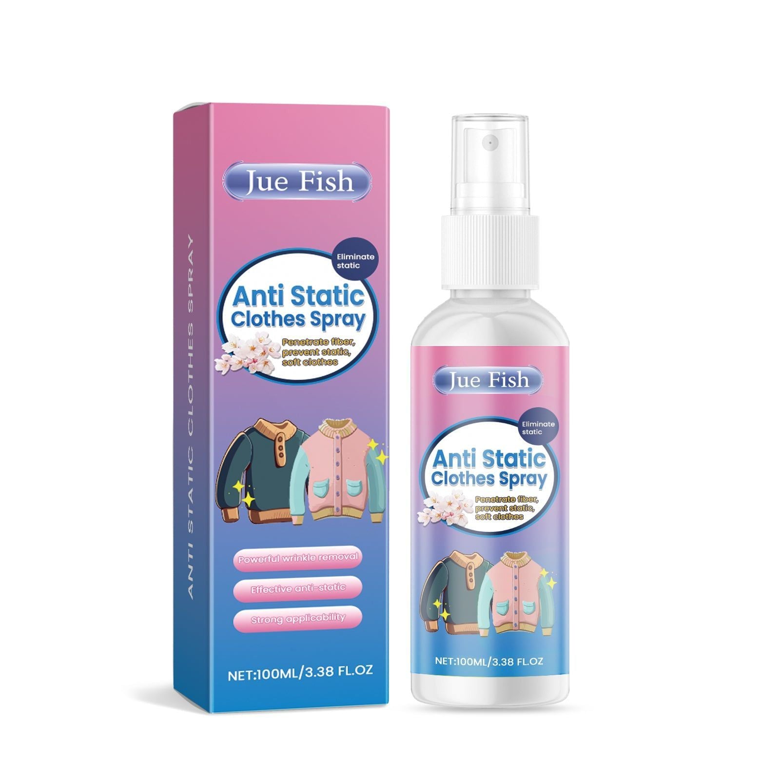 Anti-Static Laundry Spray, Wrinkle Remover, Soft & Fresh Clothes, Static-Free Fabric ,100ml