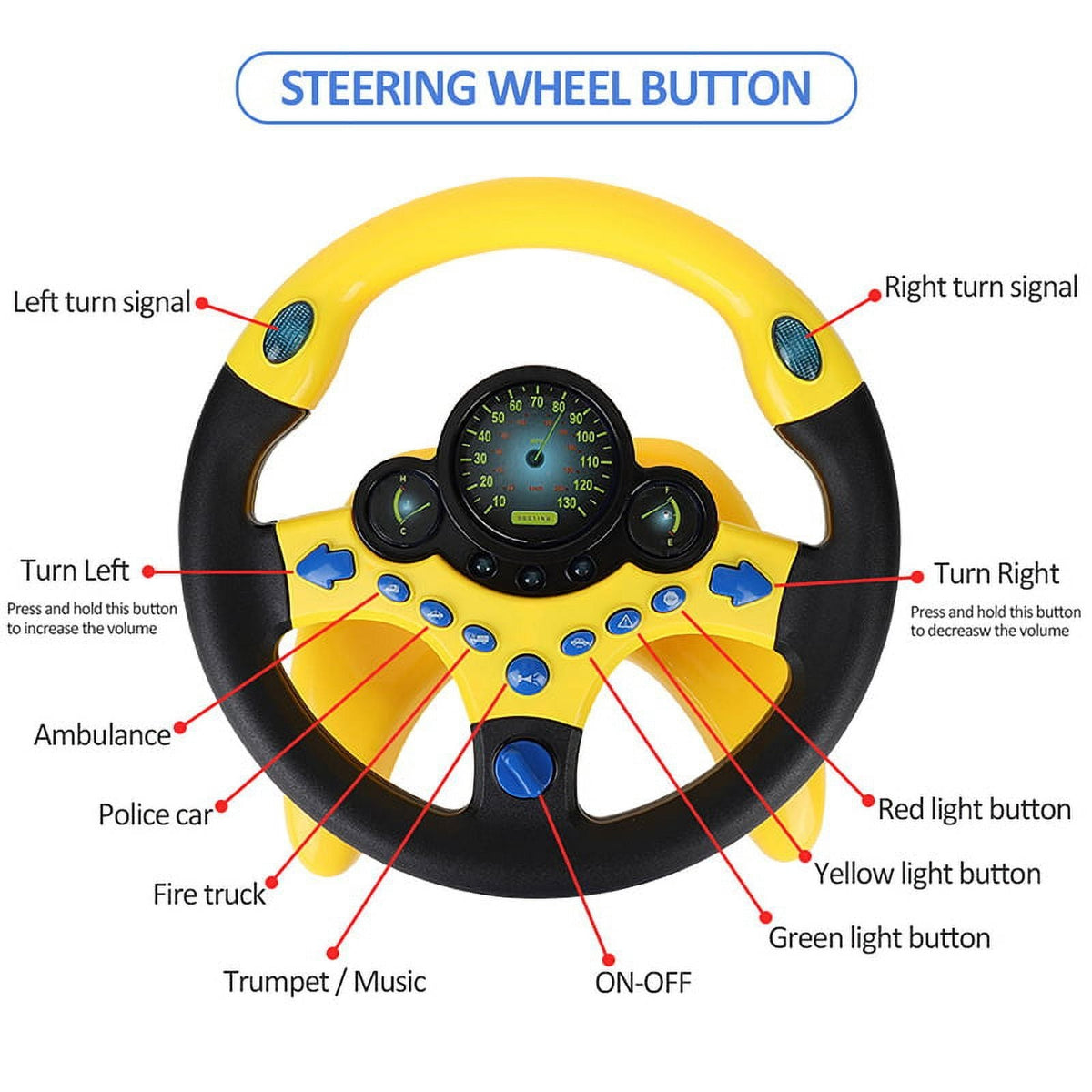 Steering Wheel Toy Simulation Driving Controller With Music Lights Kids Gift