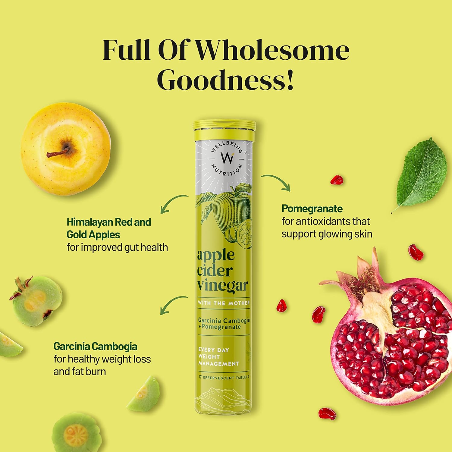 Wellbeing Nutrition Apple Cider Vinegar & Probiotic + Prebiotic Combo Effervescent Tablets Pack For Digestion, Gut Health, Metabolism and Skin Glow