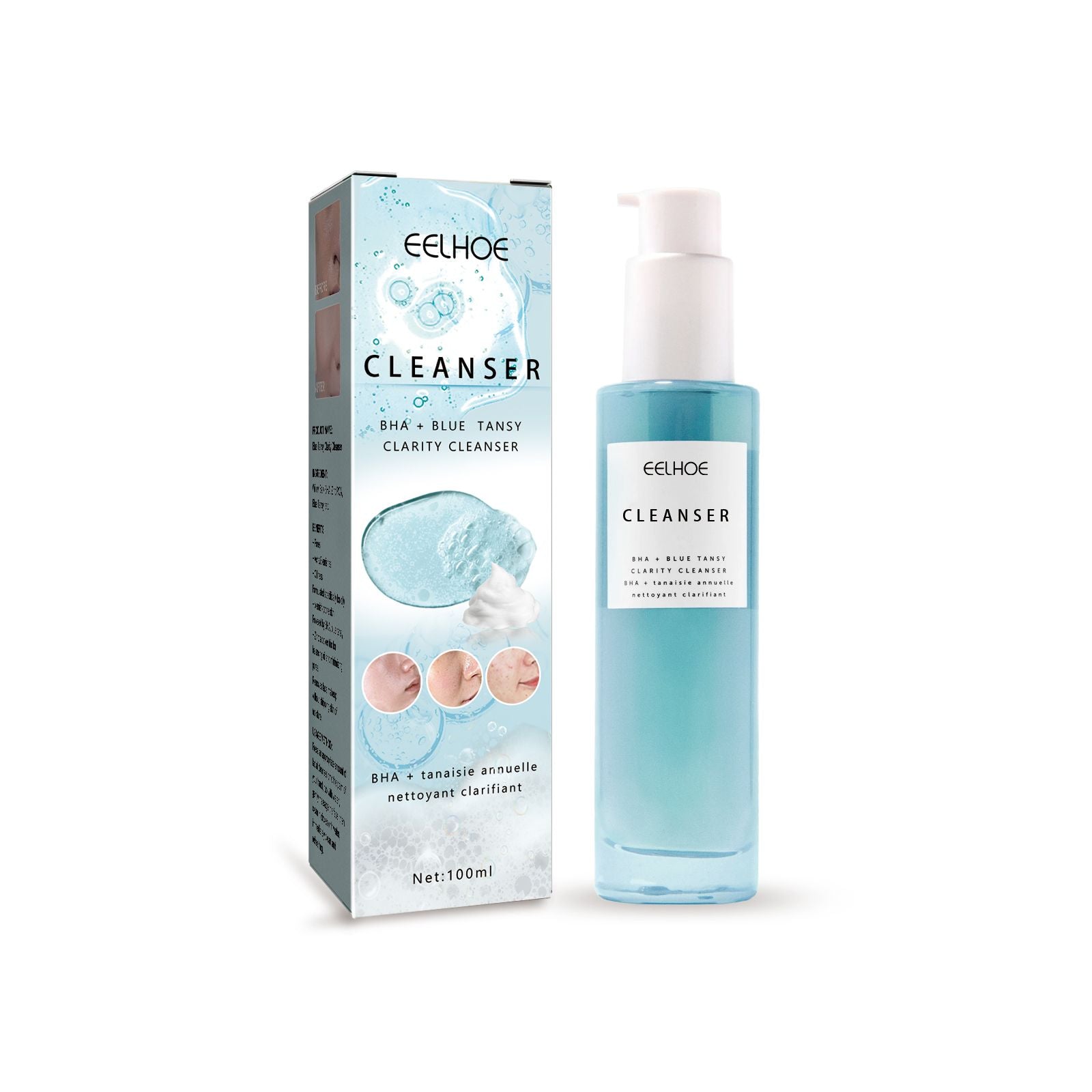 Blue Tansy Facial Cleanser for Clear Pores, Oil Control, Brightening, and Skin Firming ,100ml