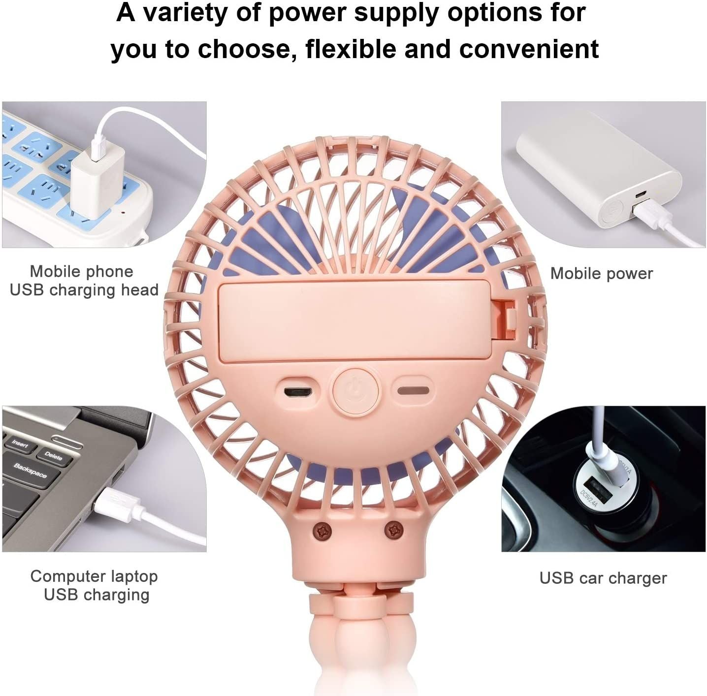 Mini Handheld Baby Stroller Fan Rechargeable Octopus Cooling Stand Fan