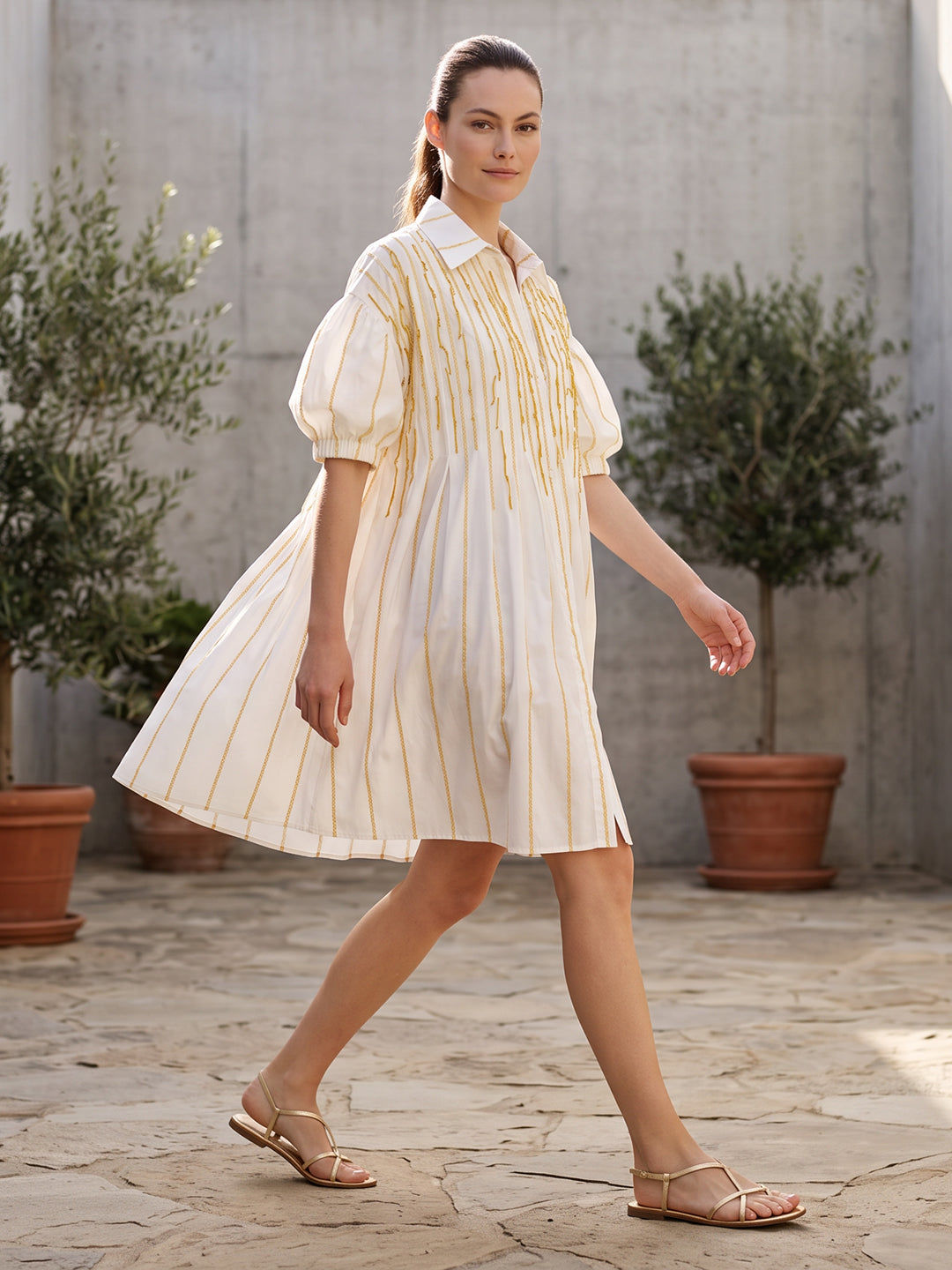 Tendresse Boutique White & Yellow Sequin Dress