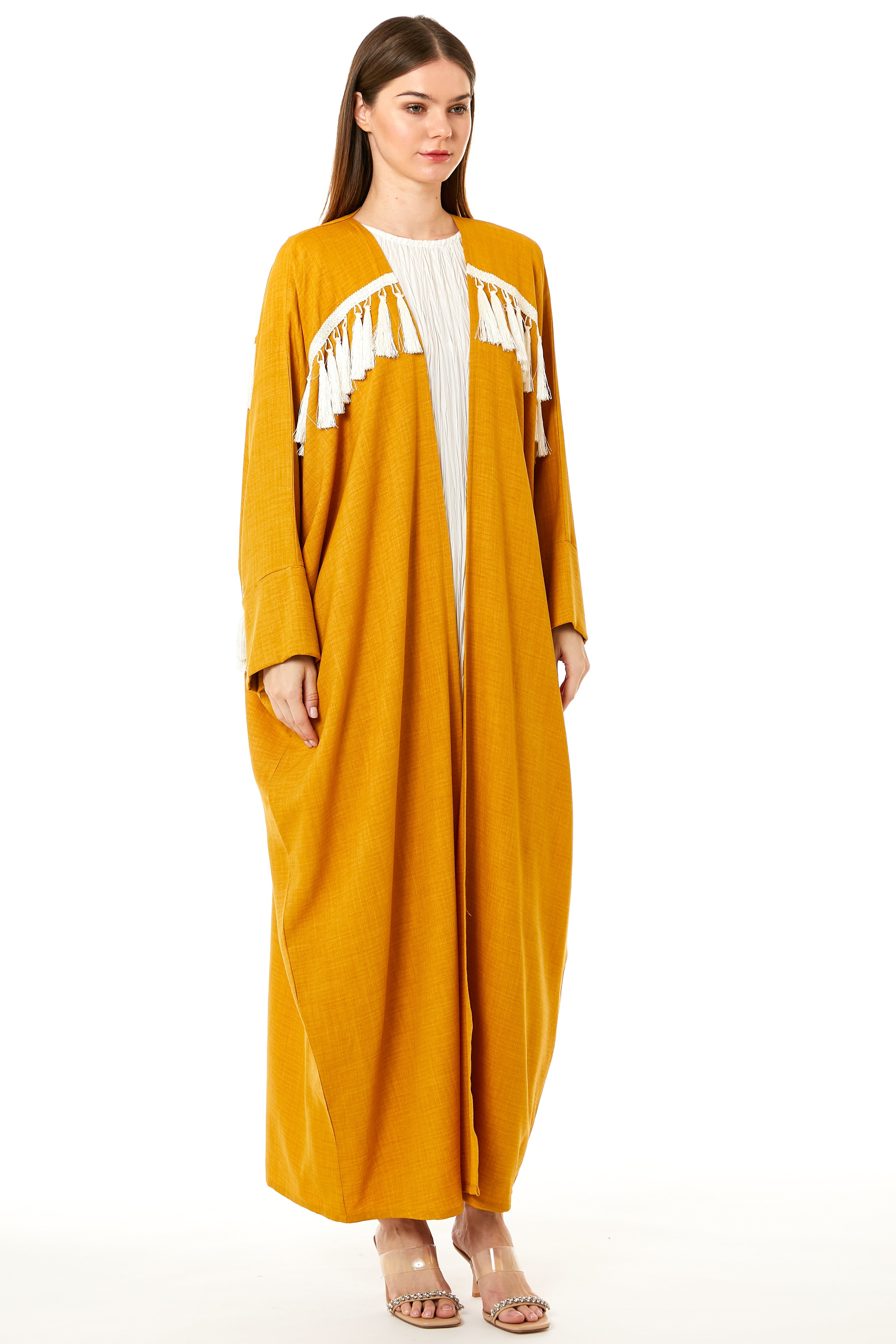 MOiSTREET Mustard CEY Melange Abaya