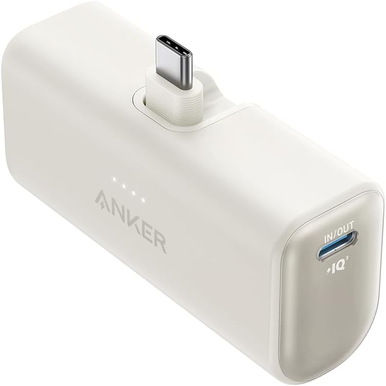 Anker PowerCore 5000mAh 22.5W Nano Power Bank with Foldable USB-C Connector, White