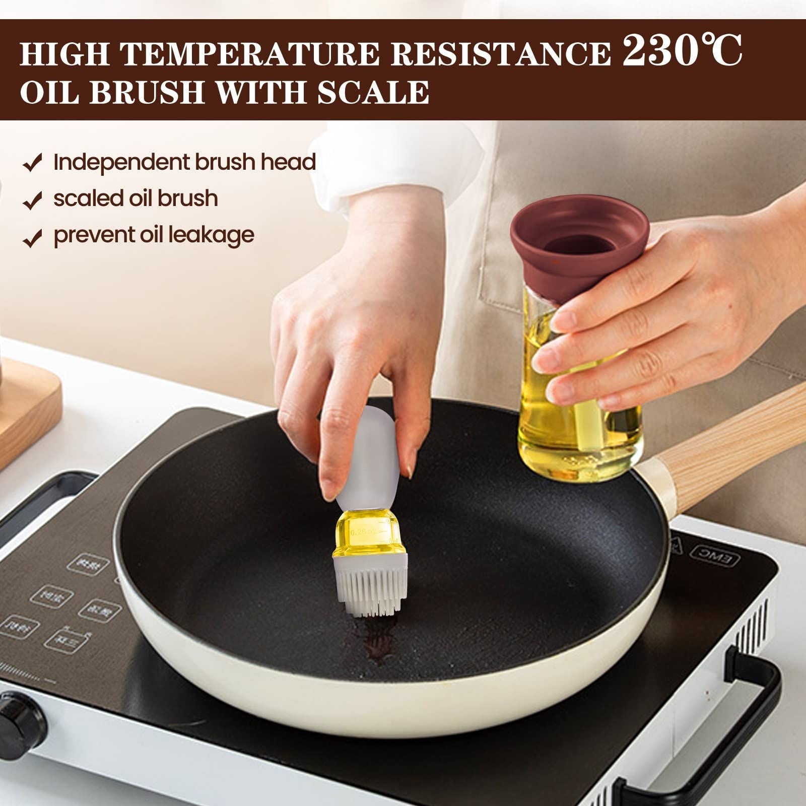 Oil Bottle Oil Dispenser With Silicone Brush Oil Container For Kitchen BBQ Grill